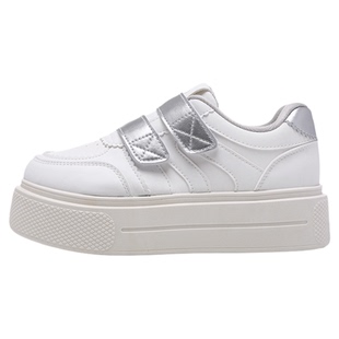 鲁鲁蛋 魔术贴增高小白鞋女款2026新款春季厚底板鞋ins小众面包鞋