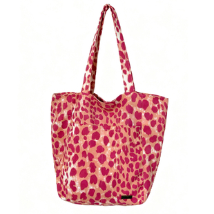 韩系ins风粉色豹纹帆布包包女 大容量慵懒风手提袋简约休闲单肩包