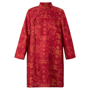 MNGATA G.宫小妍【新春·红莲】桑蚕丝提花新中式上衣5120507