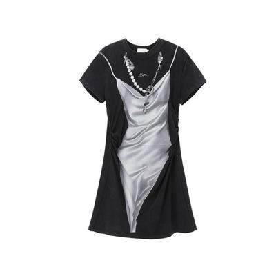 REVAN芮范设计师款质感吊带印花连衣裙RL11101108