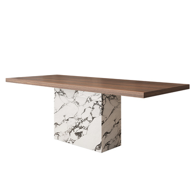 宫殿威仪长方形岩板餐桌木纹岩板2025新款高级感小户型一桌四椅