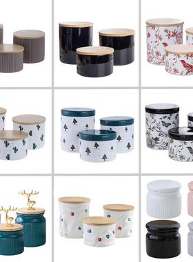 现代简约桌面收纳盒酒店会所样板房间储物罐茶叶罐家居装饰品摆件