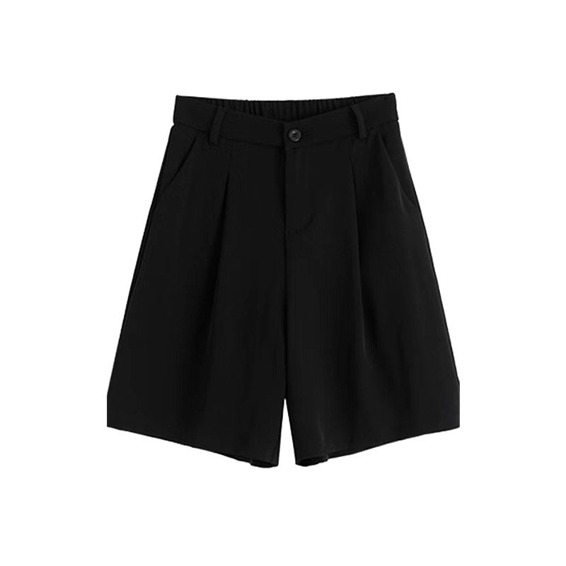 西装阔腿短裤女2022夏季设计感中裤宽松洋气显瘦五分直筒裤子