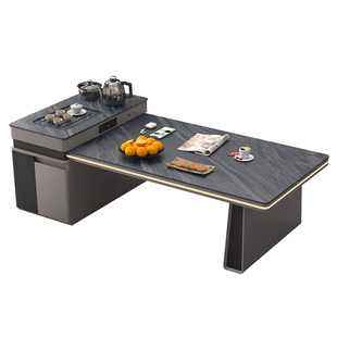 2025年新款现代茶具套装茶桌茶几软座一体化功夫茶室烧水壶岩板