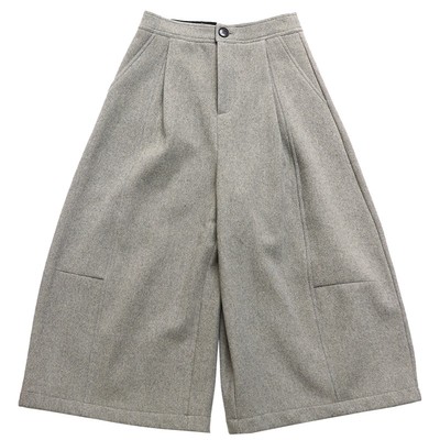 含绵羊毛宽松休闲两色九分裤