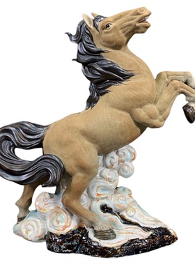 马到成功陶瓷办公室摆件高端送礼