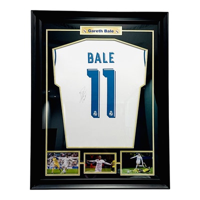 足球皇马签名球衣装裱C罗姆巴珮