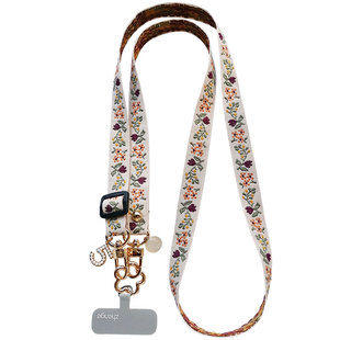 双域手机挂绳斜挎国风长款花纹刺绣织带宽版可调节女挂脖户外旅游登山逛街包包百搭编织绳子通用小众原创新品