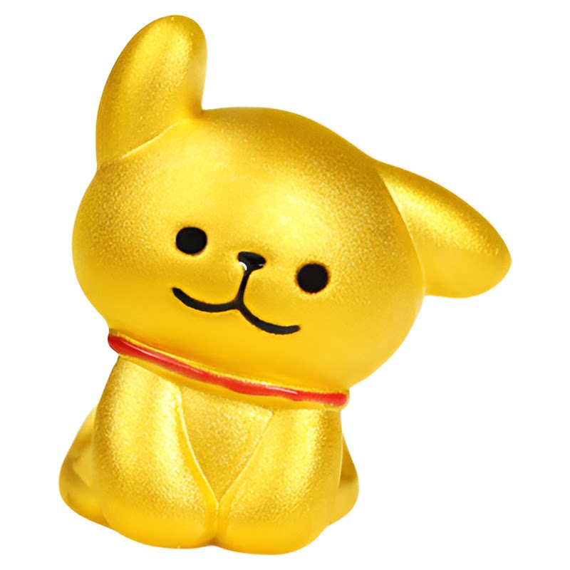 老克勒足金999线条狗转运珠