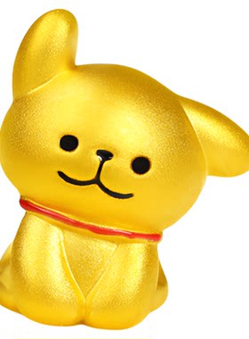 老克勒足金999线条狗转运珠