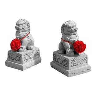 无聊了！摆一对招财石狮桌面小摆件情绪解压工位水泥狮子搞怪礼物