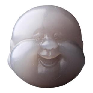 梵峙20mm佛头和田玉青烟紫弥勒佛头多宝珠配饰单珠青海料送证书