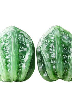 和田玉天然核桃菠菜绿健身手把件