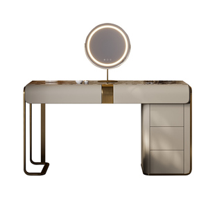 意式简约梳妆台卧室现代小户型高端豪宅定制大理石轻奢一体化妆桌