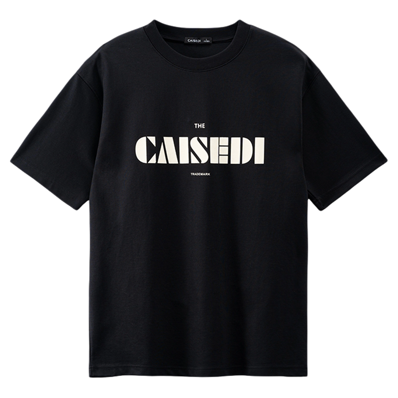 CAISEDI/凯施迪男士夏季新品运动休闲个性字母几何图案圆领T恤男