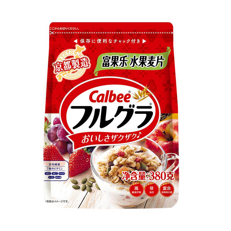 【自营】卡乐比水果麦片燕麦片早餐零食即食冲饮谷物原味380g进口