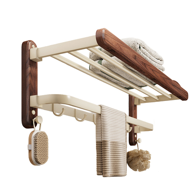 胡桃木浴巾架美拉德风格免打孔