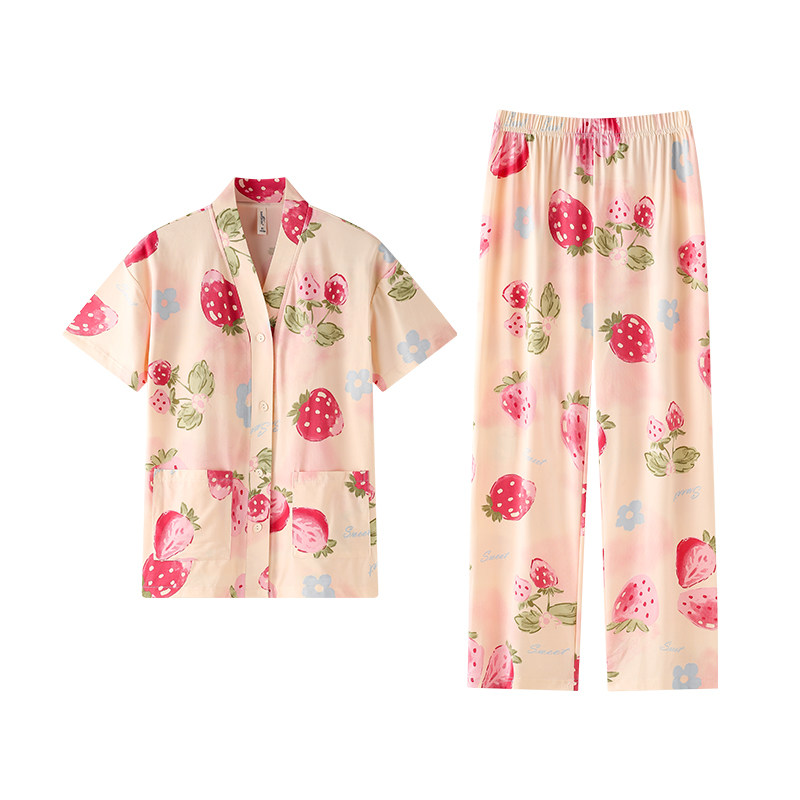 【蜜蜂欢乐社】夏季带胸垫睡衣女款2026新款家居服套装