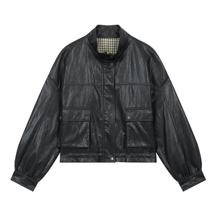 妖精的口袋甜酷黑色皮衣女2026年春季新款高级感小个子PU皮外套