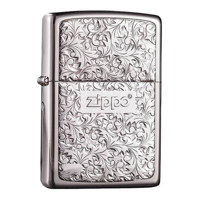 zippo之宝贴章纯银富贵唐草煤油