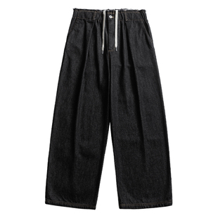 怕生的鹿oversize美式复古高街弯刀牛仔裤男宽松垂感拖地阔腿裤子