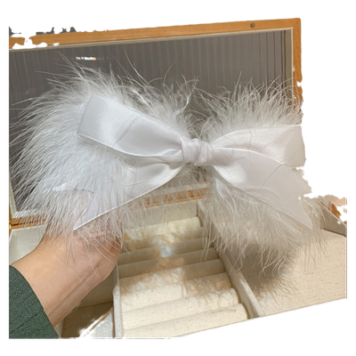 纯欲白色蝴蝶结毛毛发夹