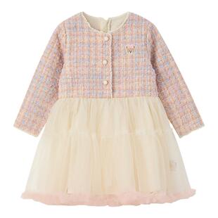 PawinPaw卡通小熊童装秋冬女宝宝梭织A字小香风儿童连衣裙