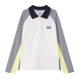 左西童装男童polo衫长袖t恤儿童打底衫2026新款男孩大童学院风潮T