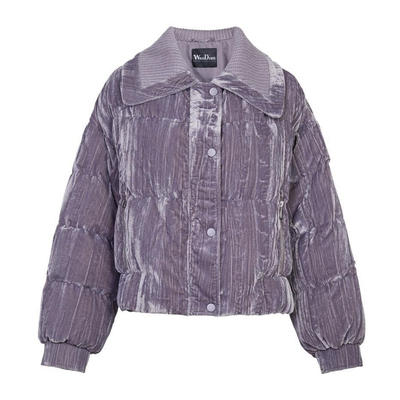 婉甸2025年冬季新品佩斯利紫短款丝绒女休闲保暖羽绒服1244D28GS4