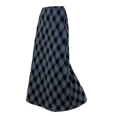 斜条纹长裙宽松休闲格子a字半裙