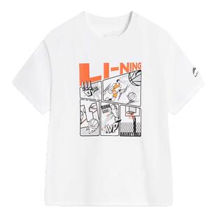 李宁儿童短袖男童t恤2026夏季新款男大童运动青少年透气纯棉半袖