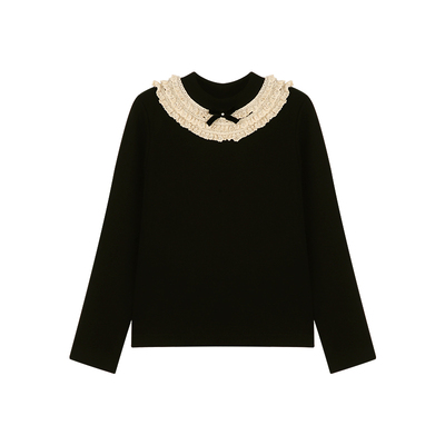 Amybaby女童蕾丝花边加绒打底衫