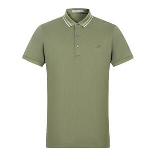 HELLEN&WOODY奢侈品Polo衫2025夏新款男装条纹翻领刺绣修身短袖男