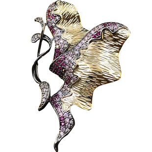 1811抽象典雅的复古蝴蝶胸针精致高档西装毛衣胸花礼服外套别针女