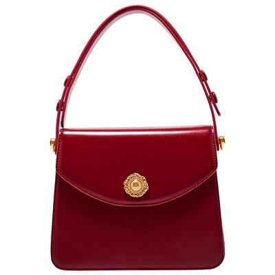 拉菲斯汀红色婚包质感牛皮手提包