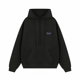 GOOZI MADE重磅黑色发泡印花连帽卫衣男秋冬2026新款男款男生外套