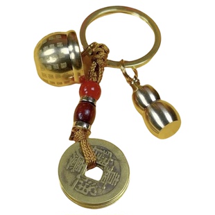 2026年新款黄铜百福缸钥匙扣复古开口铜葫芦汽车用品钥匙扣挂件