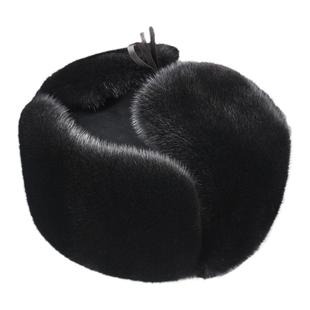 真皮貂毛帽子皮草男式整张皮水貂毛雷锋帽中老年保暖护耳冬季户外