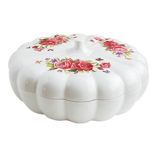 创意南瓜干果盘分格带盖过年糖果盘零食盒家用塑料水果盘客厅收纳