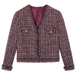 落落狷介 毛呢女款外套2025年新款小香风短款毛呢外套小个子早秋