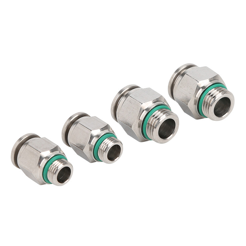 304不锈钢气动快插公制螺纹直通PC4/8-M6/M8/M10/M12快速气管接头