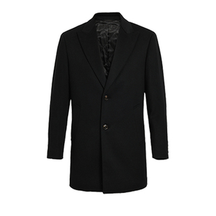 【山羊绒混纺】CALLISTO冬季新款男士中款戗驳领羊毛保暖毛呢大衣