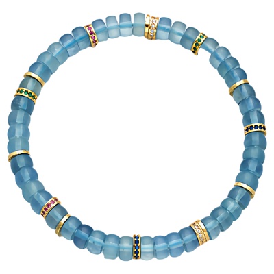 天然海蓝宝s925银直切水晶手链