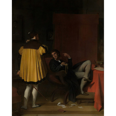 阿雷蒂诺和查理五世的特使安格尔高清油画原版作品装饰画素材图片