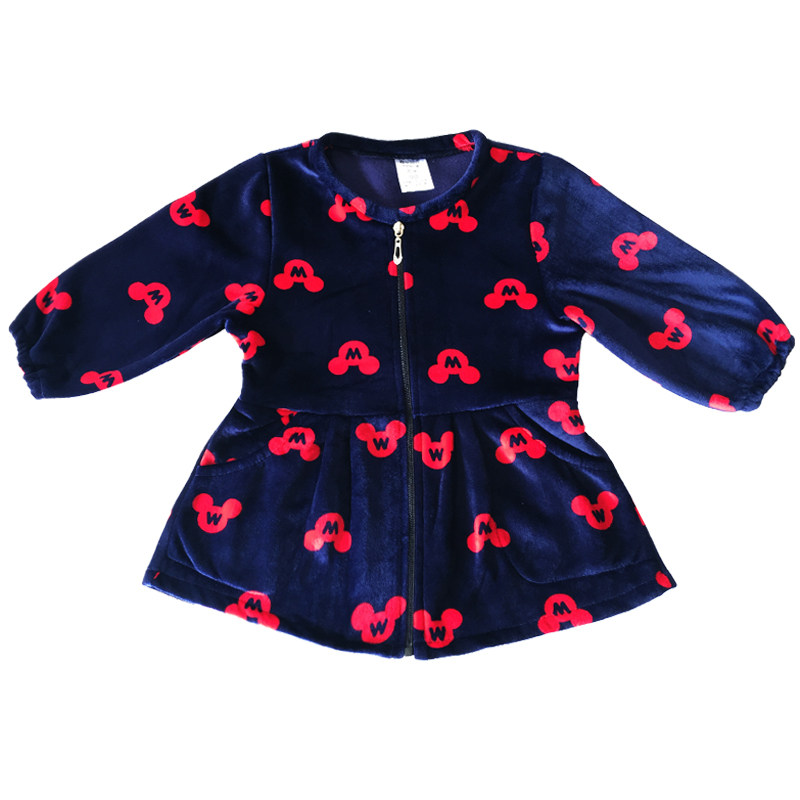 宝宝长袖罩衣韩版公主秋冬小中大童拉链女童银狐绒加厚羽绒服罩衣