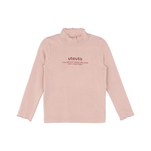 大耳象女童印花木耳领打底衫冬季新款宝儿修身高弹内搭亲肤上衣