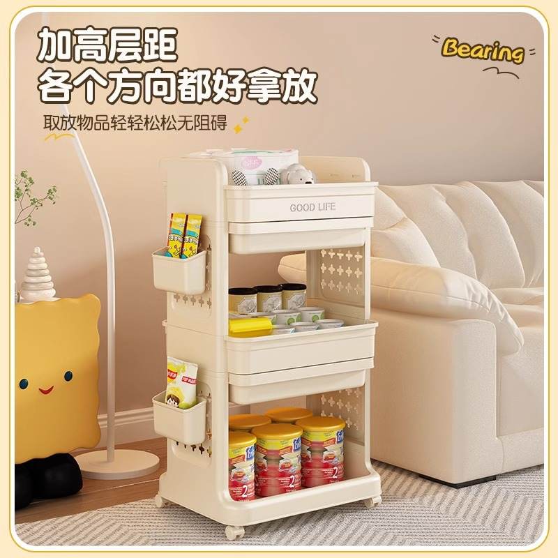 小推车置物架免安装零食收纳收纳家用客厅柜抽屉式玩具子储物柜箱