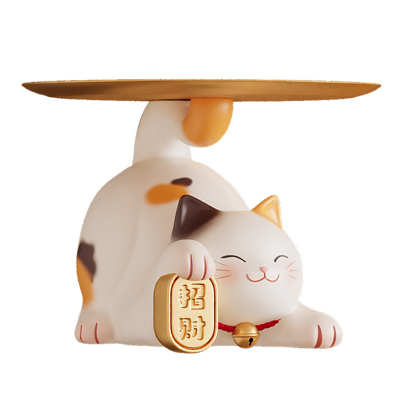 招财猫钥匙收纳摆件玄关置物架