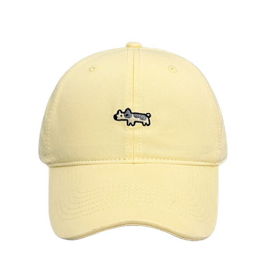 可爱卡通小狗刺绣蓝色棒球帽女