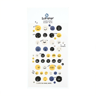 韩国SUATELIER可爱笑脸表情包纸质贴纸日记手账本贴画咕卡装饰贴